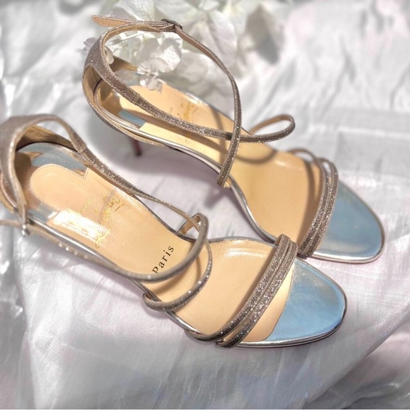 CHRISTIAN LOUBOUTIN Authentic Silver Strappy Sandals - Picture 13 of 15